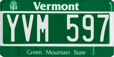 VT license plate YVM597
