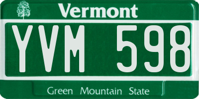 VT license plate YVM598