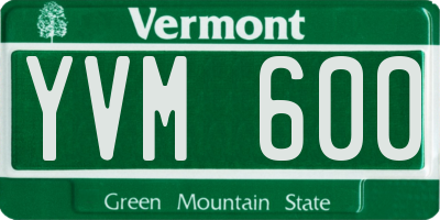 VT license plate YVM600