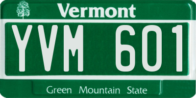 VT license plate YVM601