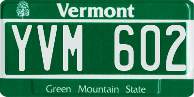 VT license plate YVM602