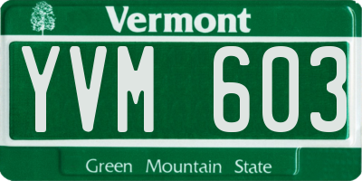 VT license plate YVM603
