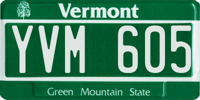 VT license plate YVM605