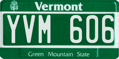 VT license plate YVM606
