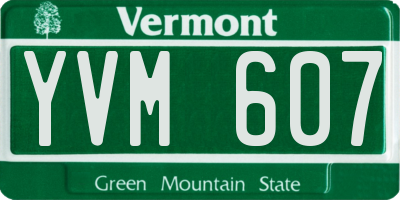 VT license plate YVM607