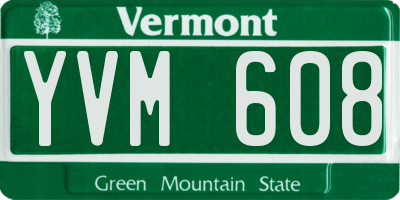VT license plate YVM608