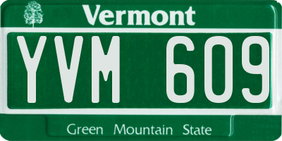VT license plate YVM609