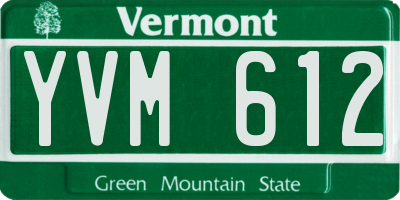 VT license plate YVM612
