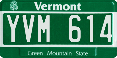VT license plate YVM614