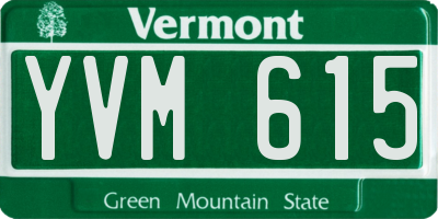 VT license plate YVM615