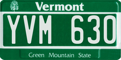VT license plate YVM630
