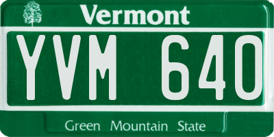 VT license plate YVM640