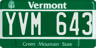 VT license plate YVM643