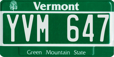 VT license plate YVM647
