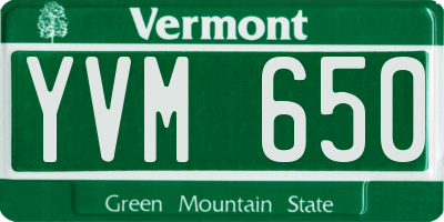VT license plate YVM650