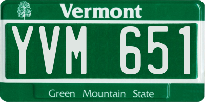 VT license plate YVM651