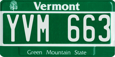 VT license plate YVM663