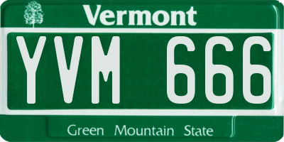 VT license plate YVM666