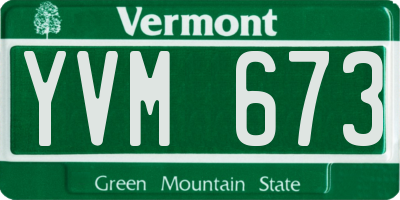 VT license plate YVM673