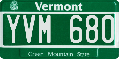 VT license plate YVM680