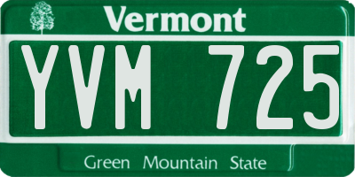 VT license plate YVM725