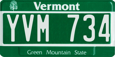 VT license plate YVM734