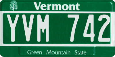 VT license plate YVM742