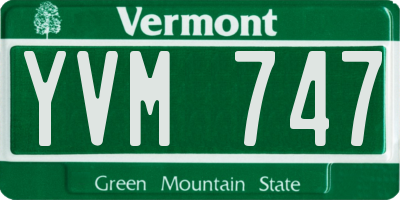 VT license plate YVM747