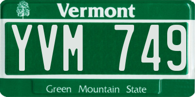 VT license plate YVM749