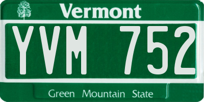 VT license plate YVM752