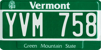 VT license plate YVM758