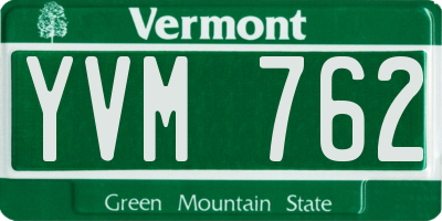 VT license plate YVM762