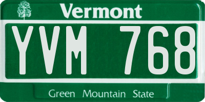 VT license plate YVM768