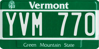 VT license plate YVM770