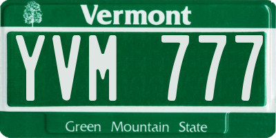 VT license plate YVM777