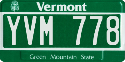 VT license plate YVM778