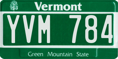 VT license plate YVM784