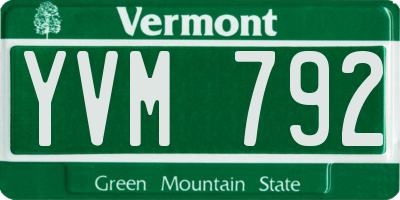VT license plate YVM792