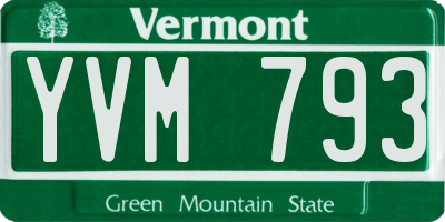 VT license plate YVM793