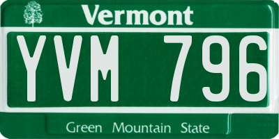 VT license plate YVM796