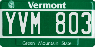 VT license plate YVM803