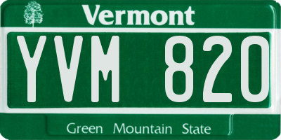 VT license plate YVM820