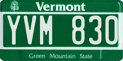 VT license plate YVM830