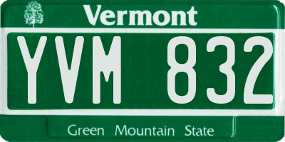 VT license plate YVM832