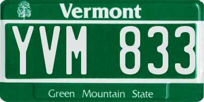 VT license plate YVM833