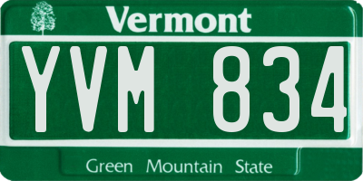 VT license plate YVM834