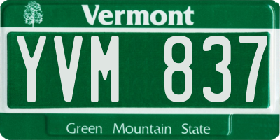 VT license plate YVM837