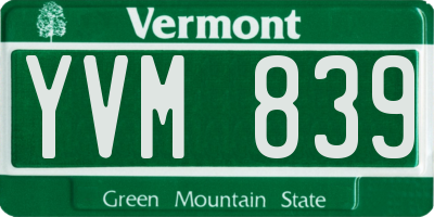VT license plate YVM839