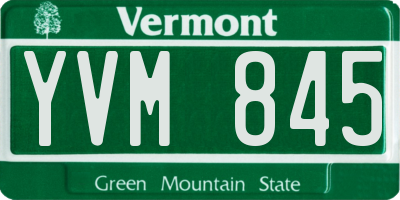 VT license plate YVM845