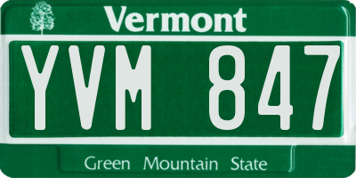 VT license plate YVM847